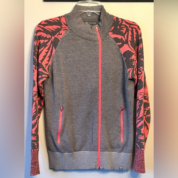 Title nine Sweaters - Title Nine Gray Striped with Pink Zip-Up Sweater